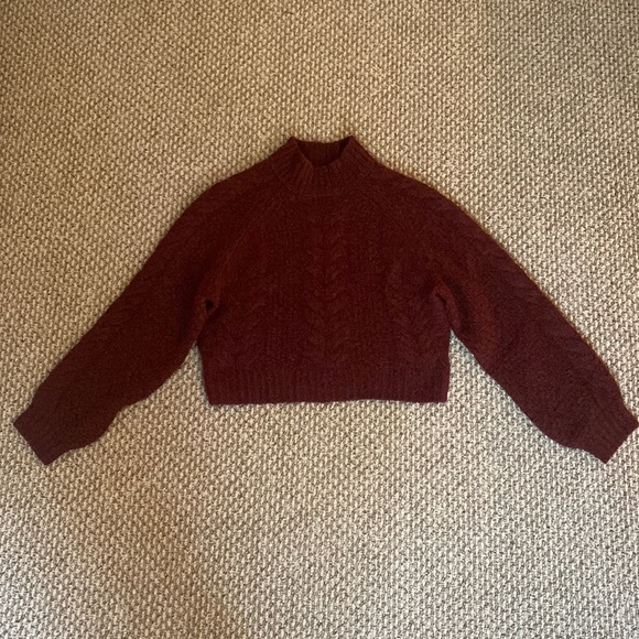 Sunday Best Sweaters - Aritzia ‘Sunday Best’ Burgundy Cropped Faux-Mohair Sweater